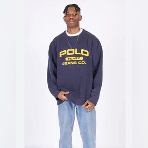 Vintage 90s Polo Jean company Ralph Lauren Blue Wash  Crewneck Sweater Size M